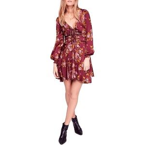 FREE PEOPLE MORNING LIGHT FLORAL MINI DRESS